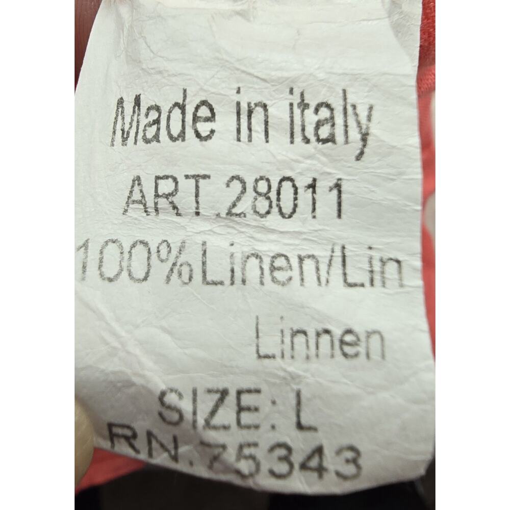 Lungo L'arno Sleeveless Shift Dress 3D Floral Neckline Pockets 100% Linen Pink L - Picture 7 of 8